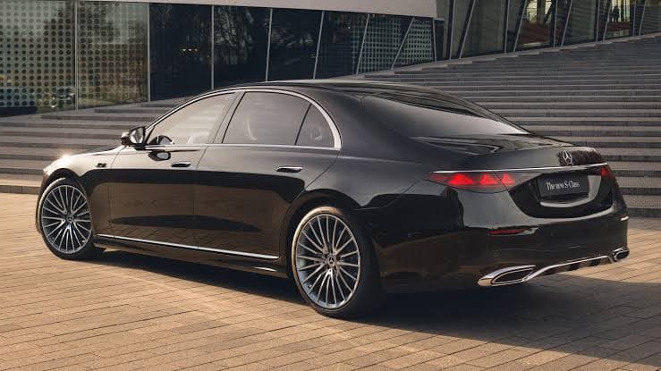 Mercedes-Benz S-Class Executive Sedan · 2025/2026 - 4 passengers, 3 luggage capacity. Our flagship car, kept for delegations and guests who are being received formally. Rear privacy glass, reclining back seats and airport meet-and-greet included.